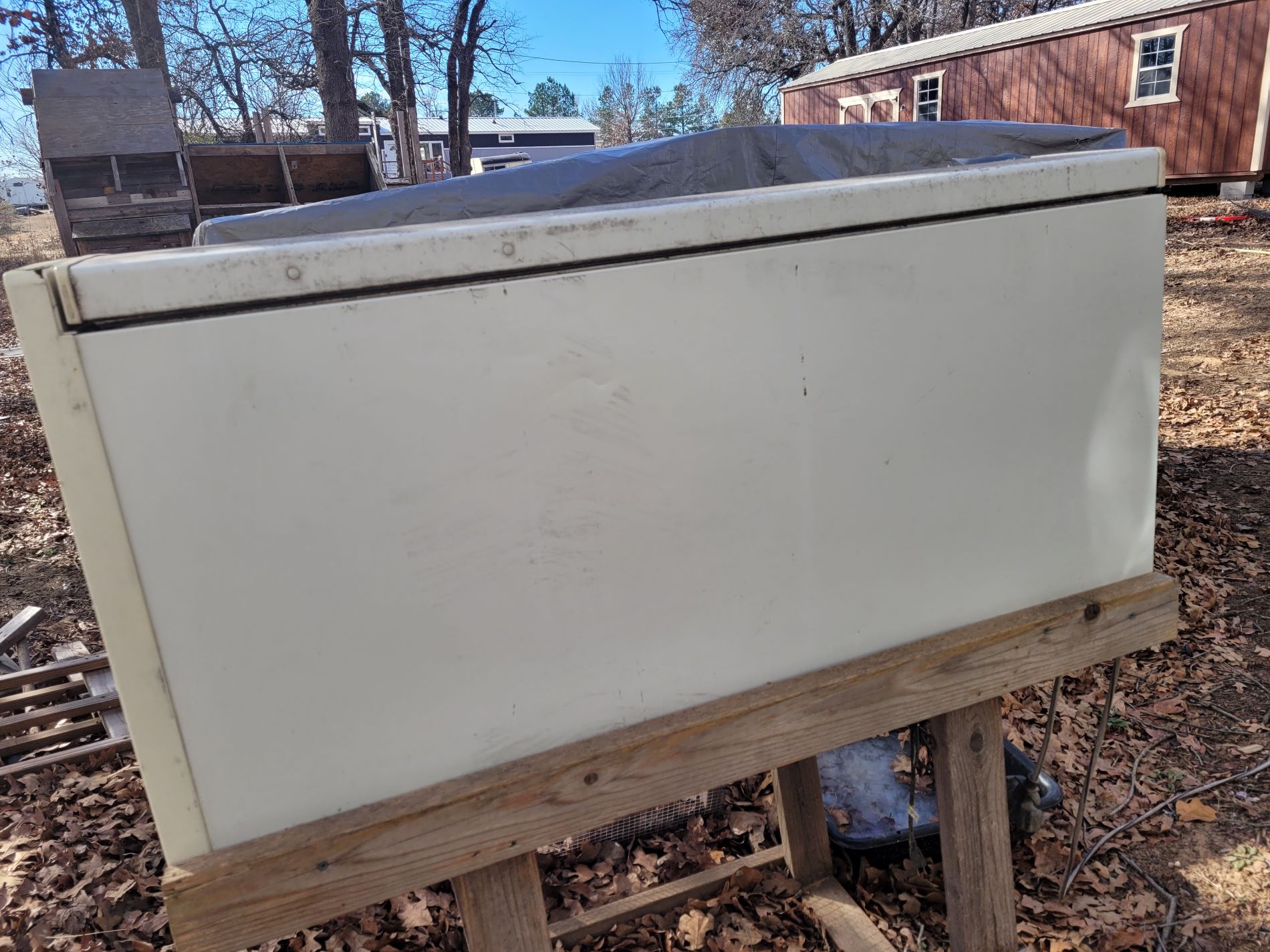 The back of the deep Freezer converted into a temperature regulated box for our 5000 employees, The Dermestid Beetles