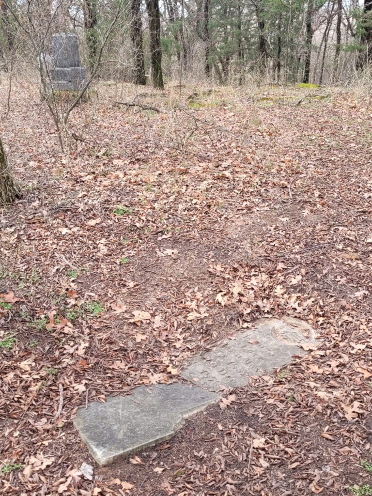 One of the tombstones located in Brown Springs Cemetery